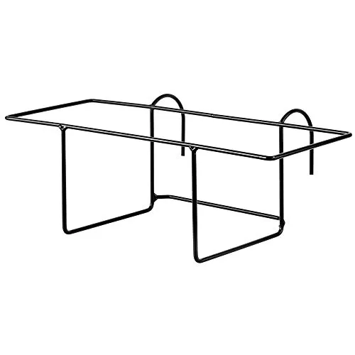 KADAX Blumentopfhalter, hängend, für Geländer, Balkon, Terrasse, Blumenkasten, Innen und Außen, Pflanzenhalterung aus Stahl, Blumenkastenhalter mit Haken, schwarz (S, gerade)
