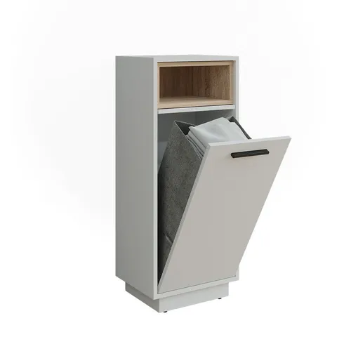 Vicco Wäscheschrank Beatrice, Weiß/Sonoma - Mehrzweckschrank mit integriertem, herausnehmbarem Wäschekorb für eine ordentliche Wäscheaufbewahrung und modernes Design, ideal für jedes Badezimmer.