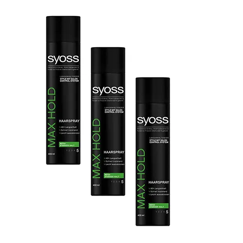 Syoss Haarspray Max Hold, 3er Pack (3 x 400 ml) von Haarstyling