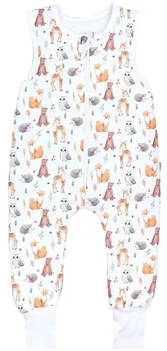 TupTam Ganzjahresschlafsack mit Beinen 2,5 TOG - Babyschlafsäcke in BEIGE/BRAUN mit süßem Waldtier-Design, aus 100% Baumwolle und OEKO-TEX® zertifiziert, ideal für komfortablen Schlaf im ganzen Jahr.