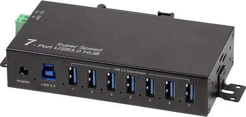 LOGILINK UA0444 - USB 5 Gb/s Industrie-Hub mit 7x USB-A - Robuster USB-Hub für industrielle Anwendungen mit 7x USB 3.0-Anschlüssen und 5 Gbit/s Übertragungsgeschwindigkeit, ideal für zuverlässige Datenübertragung.