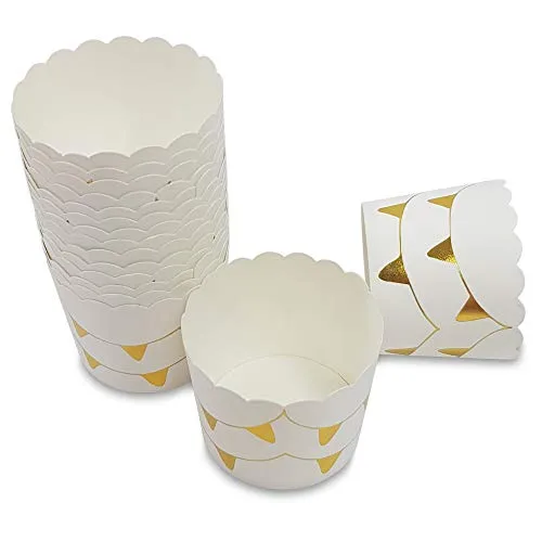 Frau WUNDERVoll® 25 Muffin BACKFORMEN Wimpelkette Gold Durchmesser 6,1 cm/Muffinbackform, Muffinform, Backformen, Backförmchen, Cupcake Formen, Muffin Förmchen Papier