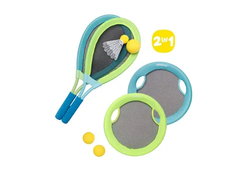 alldoro Beachballschläger 4 in 1 Beachball-Set, Federball, Softtennis, Wurfdisc & Beach-Tennis, 4 Outdoorspiele für Kinder & Erwachsene, für Garten, Strand & Park