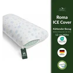 hERZtal Ice Comfort Nackenstützkissen 40x80 cm – Kühlendes Memory Foam Kopfkissen, Ergonomisches Orthopädisches Schlafkissen, Ice Cooling Bezug, Belüfteter Visco-Schaum, 12 cm Höhe, Made in Germany