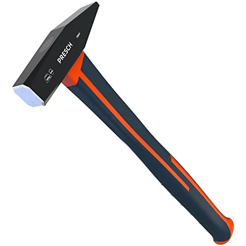 Presch Schlosserhammer 500g Fiberglasstiel - Stahl-Hammer 500 g mit Stiel aus Fiberglas nach DIN 1041 Norm für starke Nägel