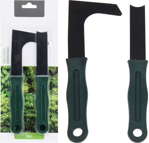 Koopman Unkrautstecher Unkrautkratzer Gartenwerkzeug Unkrautentferner, (Set, 2-tlg., Packung), 2tlg, Fugenmesser, Kunststoffgriff, Metall, Grün / Schwarz
