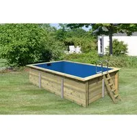 Karibu Pool Gr. 3 KDI Innenhülle Blau - Holzpool mit einfachem Aufbau und langlebigen Materialien. Inklusive Filterpaket klein für klares Wasser – ideal für entspannte Stunden im Garten.