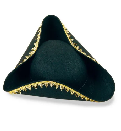 Fries Piraten-Kostüm Dreispitz Piraten Seeräuber Hut Schwarz Gold Karneval Fasching Gr. 58, Mit Goldrand