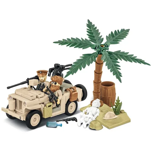 Cobi Historical Collection World War II 2298 Willys MB SAS - Konstruktionsspielzeug im Maßstab 1:35, detailgetreues Modell des Willys Jeeps der britischen SAS-Truppen mit 180 Elementen und einzigartiger Sandbemalung für Wüsteneinsätze.