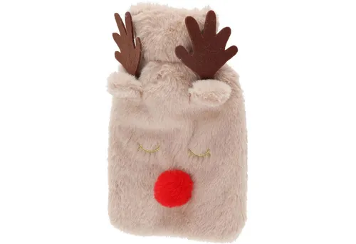 Home & Styling Collection Kuscheltier-Wärmflasche 26 cm - Kuschelige Wärmeflasche in Tierform, ideal zum Kuscheln und Entspannen. Hergestellt aus hochwertigem Polyester, pflegeleicht und sofort einsatzbereit. Erhältlich in drei niedlichen Designs: Rentier, Fuchs und Bär.