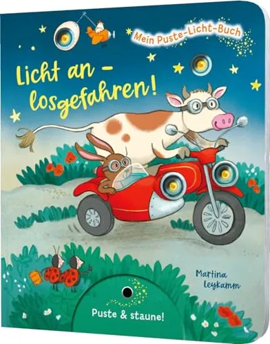 Mein Puste-Licht-Buch: Licht an – losgefahren!: Fahrzeuge-Pappebuch mit Puste-Licht und LED-Lämpchen, für Kinder ab 18 Monaten