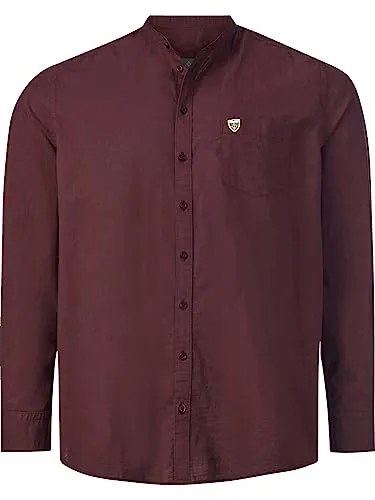Charles Colby Herren Hemd Duke Tancred dunkelrot 3XL (XXXL) - Herrenhemden für Plus-Size Männer - 100% Baumwolle, edle Leinenoptik und +Komfort Spezialschnitt für optimale Bewegungsfreiheit.