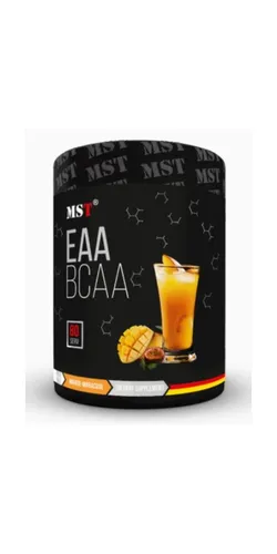 MST - BCAA & EAA Zero 1040g - Aromatisiertes Pulver mit Mango-Maracuja-Geschmack, ideal für Sportler. Enthält essentielle Aminosäuren in 80 Portionen für eine optimale Ernährung. Einfach in Wasser mischen und genießen!