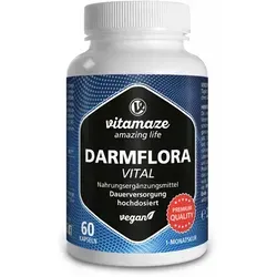 Darmflora Vital Kapseln - Hochdosierte Probiotika für optimale Darmgesundheit - Probiotika mit 12 aktiven Bakterienkulturen und 16,2 Mrd. KBE pro Tag, magensaftresistent und vegan, ideal zur Unterstützung der Darmflora für 1 Monat.