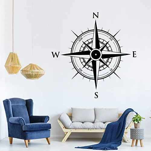 KOMPASS Aufkleber Wandtattoo Wandaufkleber Sticker (40 (B) x 40 (H) cm, Schwarz)