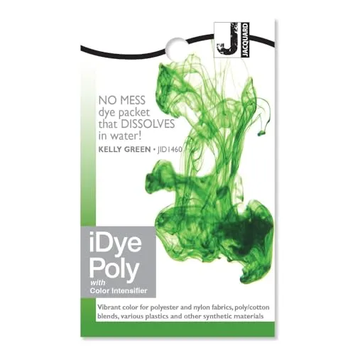 Jacquard iDye Poly-Gewebefarbe Kelli grün für Natur-, Synthetik-, Polyester- und Mischtextilfasern, 14 g, kein Durcheinander, Packung