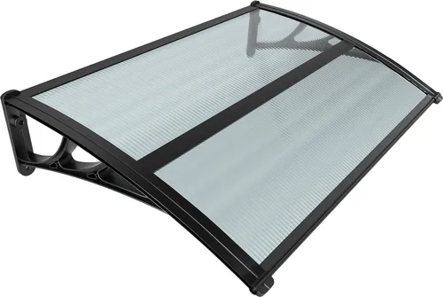 VOUNOT® Vordach für Haustür, 120 x 80 cm Transparentes Pultbogenvordach Anthrazit