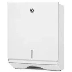 Satino Falthandtuchspender klein, weiß, V-Falz und C-Falz 330030 , Maße (B x H x T): 26 x 34 x 12,6 cm