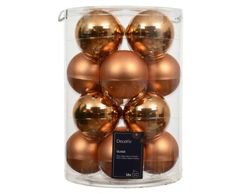 Kaemingk Weihnachtsbaumkugel, 16 Stück Glas 8cm - Brandy - Weihnachtskugeln aus Glas in edlen Brandy-Tönen, 16 Stück, ideal für festliche Dekoration und vielseitig einsetzbar als Christbaumschmuck oder Tischdeko.