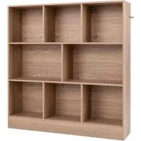Costway Bücherregal 8 Fächern 100 x 24 x 104 cm Natur - Praktisches Bücherregal mit 8 Fächern, ideal zur Aufbewahrung von Büchern und persönlichen Gegenständen. Hergestellt aus robustem Holzwerkstoff, bietet es Stabilität und eine Tragfähigkeit von bis zu 160 kg.