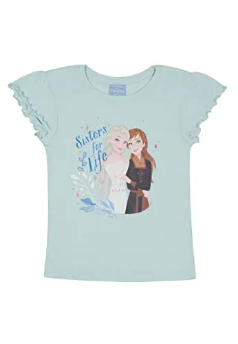 Frozen - Die Eiskönigin T-Shirt Mädchen Sommer Shirt Top Oberteil ELSA Anna, Größe Kids:122-128