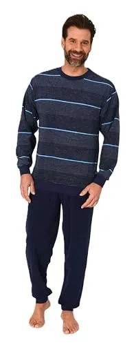 Normann Herren Frottee Pyjama mit Bündchen in Streifen Look von Normann