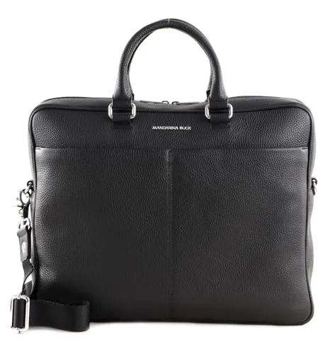 Mandarina Duck Damen Mellow Urban Briefcase, Schwarz - Elegante Aktentasche aus hochwertigem Leder mit praktischem Reißverschluss, ideal für den stilvollen Büroalltag.