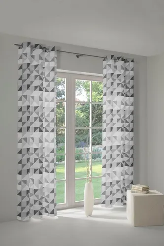 Wirth Vorhang Berlare, Ösen, blickdicht - Fertiggardinen mit modernem Jacquard-Dekostoff, ideal für trendige Akzente in Ihrem Zuhause. Blickdicht und mit stilvollen Messingösen für eine elegante Optik.