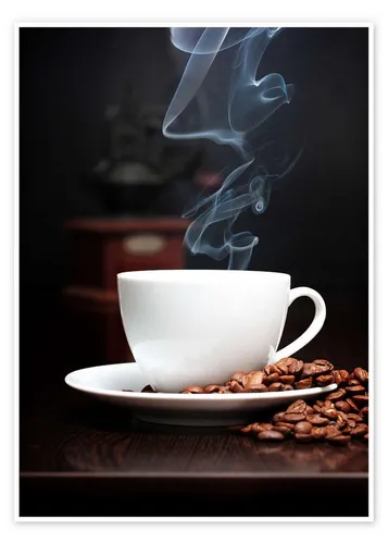 Posterlounge Poster Editors Choice, Kaffeetasse mit Rauch, Küche Fotografie