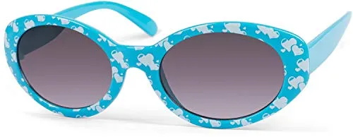 styleBREAKER Mädchen Sonnenbrille mit ovalen Gläsern und Herzchen Muster, Kunststoff Rahmen und Polycarbonat Flachgläsern, Kinder 09020088, Farbe:Gestell Blau/Glas Grau Verlauf