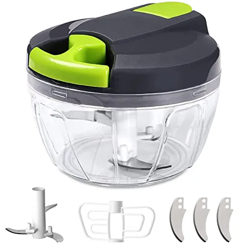 SOMLAW Zwiebelschneider Manuell, 520ml Zwiebel Zerkleinere mit 6 Klingen und 1 Mixer, Zwiebelhacker Gemüseschneider, Multizerkleinerer Manuell, Vegetable Onion Chopper Multischneider Knoblauchhacker