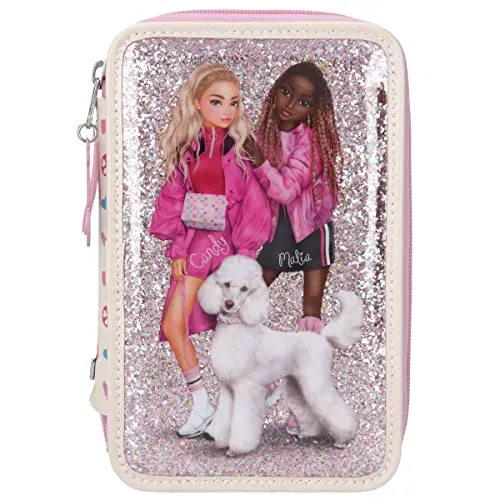 Depesche 10806 TOPModel 3-Fach Federtasche Bling mit Pudel