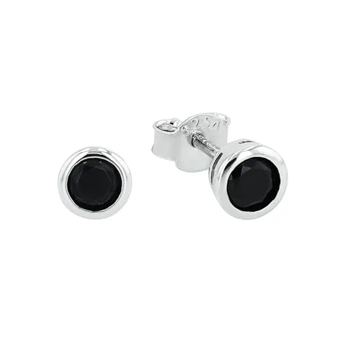 Amor Ohrstecker 925 Sterling Silber mit Zirkonia - Ohrringe für Damen aus 925er Sterling Silber, veredelt mit schwarzen Zirkonia. Kommt in einer eleganten Schmuck Geschenk Box – ideal als Geschenk!