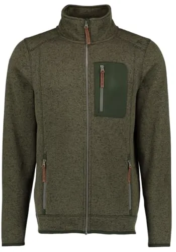 Produktbild OS Trachten Orbis Herren Fleecejacke Strickfleecejacke Freizeitjacke mit Stehkragen hochgeschlossen Nucku, Größe:M, Farbe:Oliv