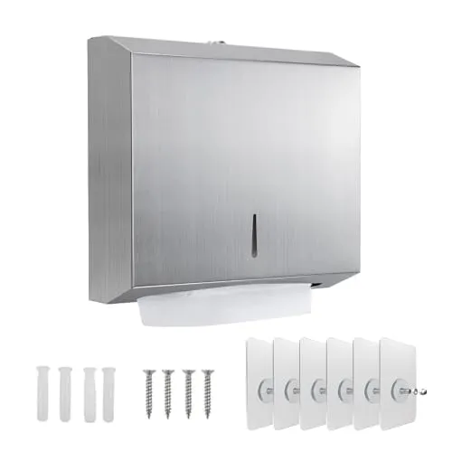 Sejrutx Paper Towel Dispenser, Stainless Steel Hand Towel Dispenser, Lockable, Has a Mirror Effect, Wall-Mounted Tissue Dispenser, for Folded Towels for 300 to 450 Paper Towels