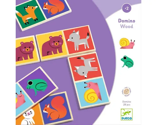 DJECO Greifspielzeug Lernspiele: Domino Wood - Kreatives Greifspielzeug für Kinder ab 2 Jahren. Fördert die Feinmotorik und das logische Denken durch spielerisches Lernen.