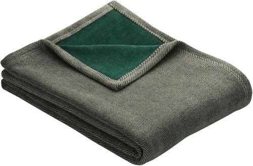 Ibena Aberdeen Kuscheldecke 150x200 cm - Elegante Fischgratmuster Decke in Grau-Grün - Wohn- & Kuscheldecken: Kuschelige Wolldecke aus hochwertiger Baumwollmischung, maschinenwaschbar und Oeko-Tex zertifiziert für ein sicheres Gefühl.