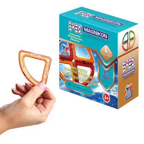 MAGNIKON Magnetische Bausteine Ersatzset - Montessori Spielzeug ab 3 Jahre, Magnetspiel Kinder, Magnetbausteine, Geschenk für Mädchen und Jungen, Montessori Spielzeug Bauklötze (Kreissektoren 4 STK)