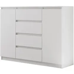 Beautysofa Kommode, Weiß, Holzwerkstoff, 4 Schubladen, 120x101.5x39 cm, Wohnzimmer, Kommoden & Sideboards, Kommoden