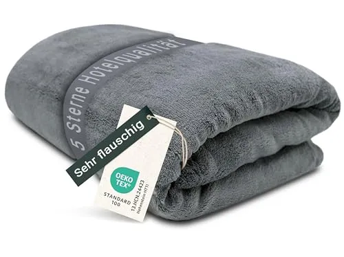 ZOLLNER Kuscheldecke flauschig XXL in 220x240 cm - super kuschelige und warme Sofadecke - waschbar bis 95°C - atmungsaktive Mikrofaser in grau - Hotelwäschequalität - Oeko Tex® Zertifiziert