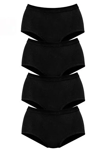 PETITE FLEUR Damen Taillenslip 4er-Pack - Funktionsunterwäsche mit weichem, elastischem Bündchen und hoher Leibhöhe für optimalen Tragekomfort aus weicher Baumwoll-Stretch-Qualität.