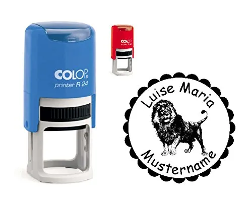 Stempel Kinderstempel LÖWE - mit Motiv und persönlichem Namen - für Kinder