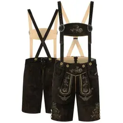 Steigenhöfer Manufaktur Trachtenlederhose Lederhose Herren Tracht kurz - Ludwig - 100% Rindsleder - Kurze Hose (Inklusive verstellbaren Trägern) Traditionelle Echtlederhose - Ideal für Dein Oktoberfest Herren Outfit braun 58