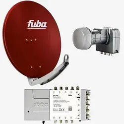 Fuba Sat Anlage 8 Teilnehmer | DAA 780 R Satellitenschüssel 80cm Alu rot - SAT-Antennen für 8 Teilnehmer mit hervorragender Empfangsqualität für HD/UHD-Sender. Aus Aluminium Druckguss für hohe Stabilität und Signalstärke.