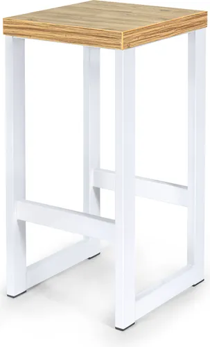 Barhocker Bistrohocker Industriedesign Loft Stahl Restaurant massiv H 60 cm (Buche, Weiß)