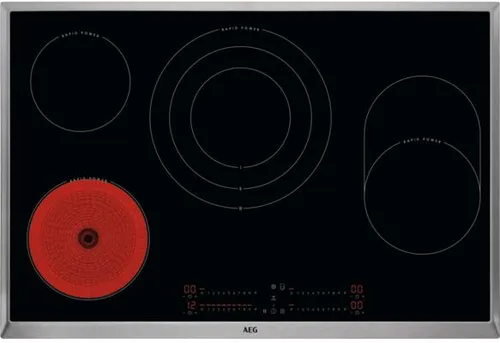HK857870XB Glaskeramikkochfeld 80 cm - Autarkes Kochfeld mit Edelstahlrahmen und Rapid Power Kochzonen für blitzschnelles Kochen und perfekte Ergebnisse in Ihrer Küche.