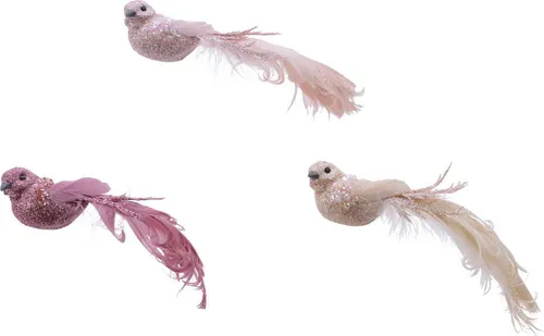 Christbaumschmuck Vogel mit Clip 16cm Kunststoff 1 Stück sortiert Rosa