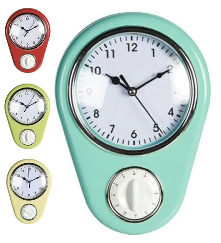 50er Jahre Retro Wanduhr Küchenuhr mit Kurzzeitmesser Vintage Eieruhr Timer ()