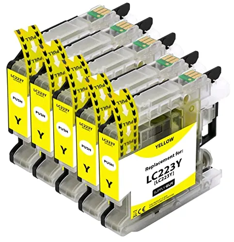 Supply Guy 5 Druckerpatronen kompatibel mit Brother LC223 LC-223XL LC-225 LC-227 Gelb mit Chip und Füllstandsanzeige für MFC-J5320DW MFC-J5620DW MFC-J480DW DCP-J4120DW DCP-J562DW und weitere