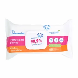 Dr. Schumacher GmbH Dr. Schumacher Professional for you Flächendesinfektionstücher 60, Alkoholische Tücher zur Schnelldesinfektion von Medizinprodukten und Flächen, 1 Packung = 60 Tücher, Maße: 20 x 22 cm 00-323DS-T060PY